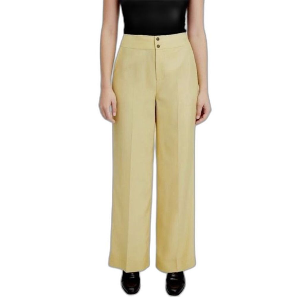 Lauren Ralph Lauren Women's Tan Silk High Rise Wide Leg Dress Pants Size 2